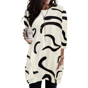 Womens 3/4 Sleeve Tunics or Tops to Wear with Leggings Long Shirts Blouses with